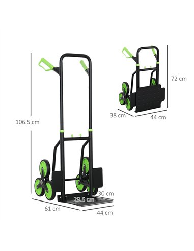 DURHAND Six-Wheel Folding  Sack Barrow Trolley - Black/Green