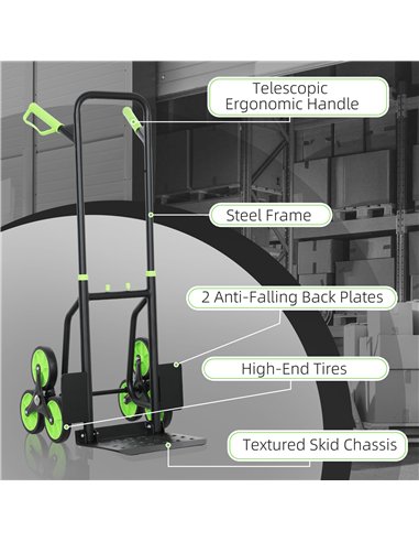 DURHAND Six-Wheel Folding  Sack Barrow Trolley - Black/Green