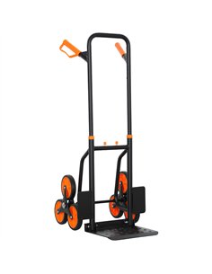 DURHAND Six-Wheel Folding  Sack Barrow Trolley - Black/Orange