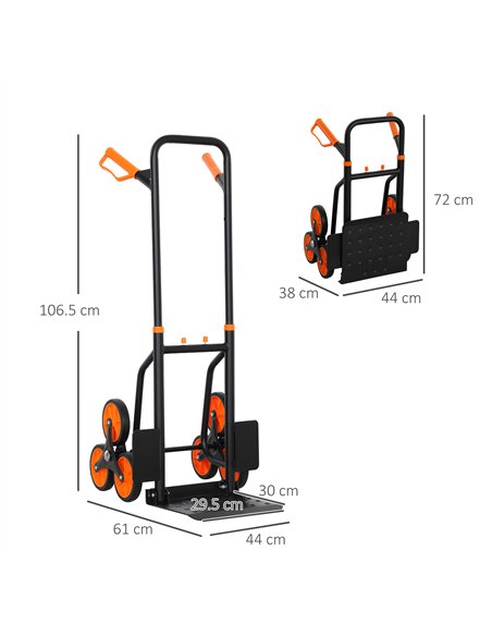 DURHAND Six-Wheel Folding  Sack Barrow Trolley - Black/Orange - pic 164191 | FastDaddyshop
