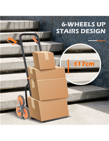 DURHAND Six-Wheel Folding  Sack Barrow Trolley - Black/Orange