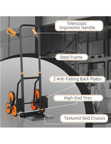 DURHAND Six-Wheel Folding  Sack Barrow Trolley - Black/Orange