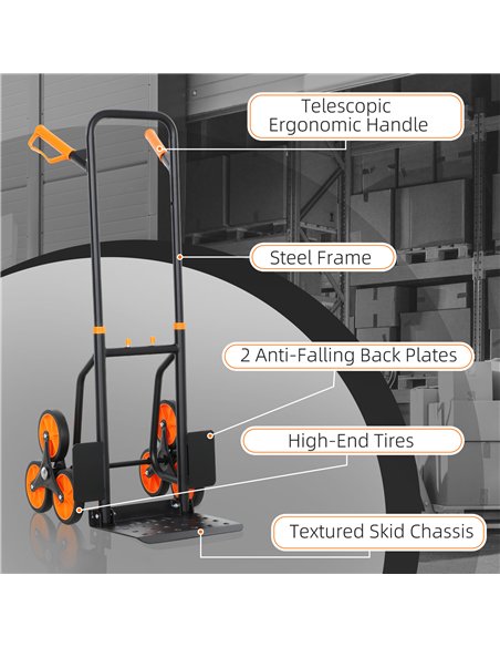 DURHAND Six-Wheel Folding  Sack Barrow Trolley - Black/Orange - pic 164194 | FastDaddyshop