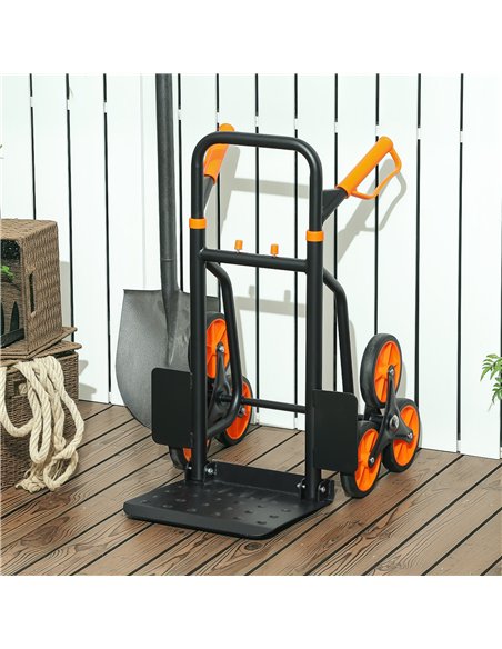 DURHAND Six-Wheel Folding  Sack Barrow Trolley - Black/Orange - pic 164195 | FastDaddyshop