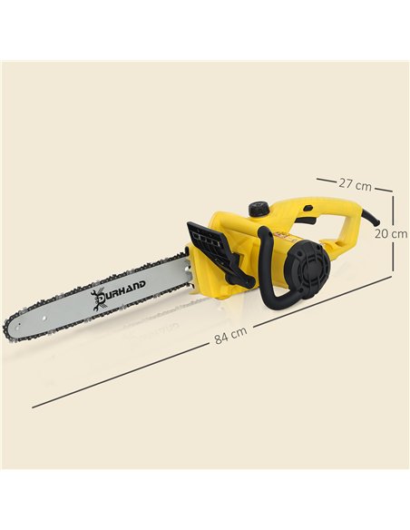 DURHAND Aluminium Chainsaw with Double Brake Protection and Blade Cover, 2000 W, 40 cm, for Wood, Trees and Branches, Yellow - pic 164200 | FastDaddyshop