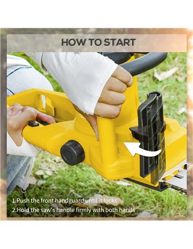 DURHAND Aluminium Chainsaw with Double Brake Protection and Blade Cover, 2000 W, 40 cm, for Wood, Trees and Branches, Yellow