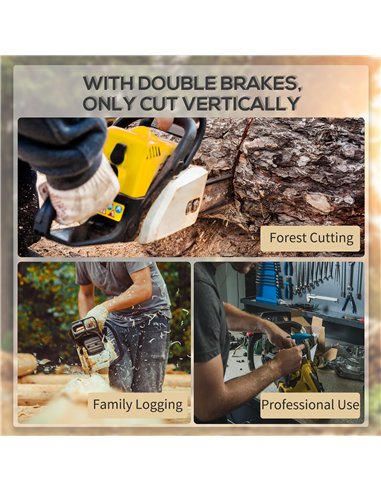 DURHAND Aluminium Chainsaw with Double Brake Protection and Blade Cover, 2000 W, 40 cm, for Wood, Trees and Branches, Yellow