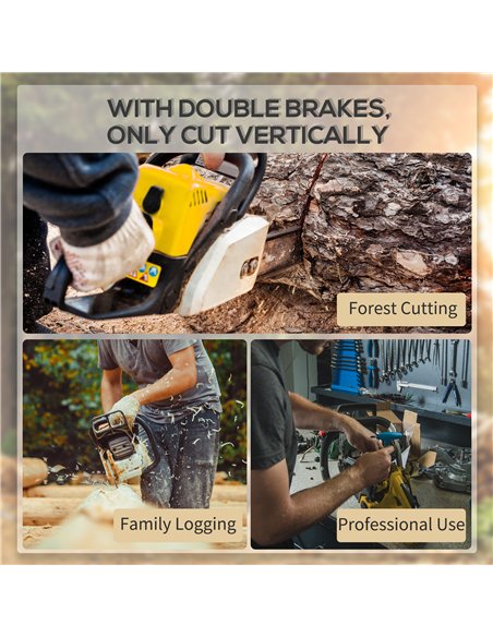 DURHAND Aluminium Chainsaw with Double Brake Protection and Blade Cover, 2000 W, 40 cm, for Wood, Trees and Branches, Yellow - pic 164204 | FastDaddyshop
