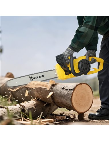 DURHAND Aluminium Chainsaw with Double Brake Protection and Blade Cover, 2000 W, 40 cm, for Wood, Trees and Branches, Yellow