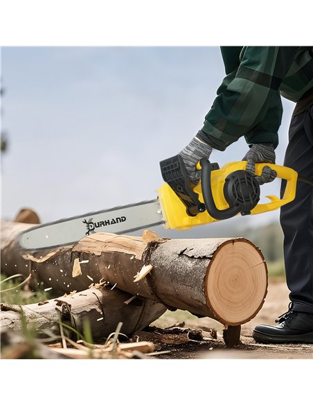 DURHAND Aluminium Chainsaw with Double Brake Protection and Blade Cover, 2000 W, 40 cm, for Wood, Trees and Branches, Yellow - pic 164205 | FastDaddyshop