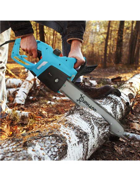 DURHAND Aluminium Chainsaw with Double Brake Protection and Blade Cover, 2000 W, 40 cm, for Wood, Trees and Branches, Blue - pic 164208 | FastDaddyshop