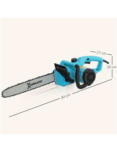 DURHAND Aluminium Chainsaw with Double Brake Protection and Blade Cover, 2000 W, 40 cm, for Wood, Trees and Branches, Blue - pic 164209 | FastDaddyshop
