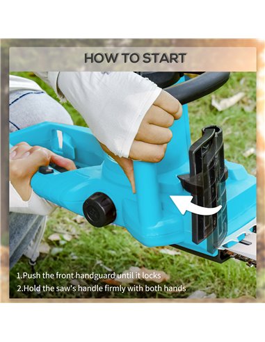DURHAND Aluminium Chainsaw with Double Brake Protection and Blade Cover, 2000 W, 40 cm, for Wood, Trees and Branches, Blue