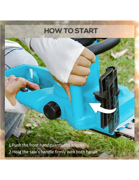 DURHAND Aluminium Chainsaw with Double Brake Protection and Blade Cover, 2000 W, 40 cm, for Wood, Trees and Branches, Blue - pic 164212 | FastDaddyshop