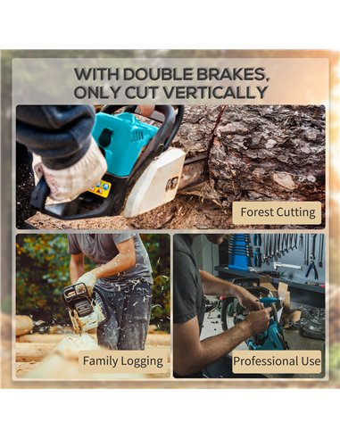DURHAND Aluminium Chainsaw with Double Brake Protection and Blade Cover, 2000 W, 40 cm, for Wood, Trees and Branches, Blue