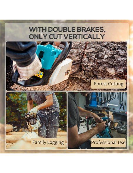 DURHAND Aluminium Chainsaw with Double Brake Protection and Blade Cover, 2000 W, 40 cm, for Wood, Trees and Branches, Blue - pic 164213 | FastDaddyshop