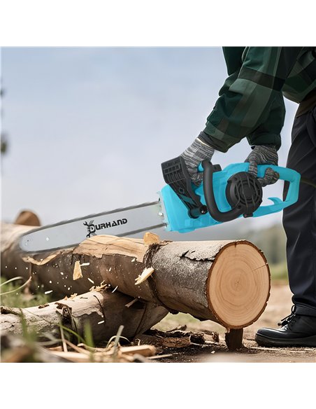DURHAND Aluminium Chainsaw with Double Brake Protection and Blade Cover, 2000 W, 40 cm, for Wood, Trees and Branches, Blue - pic 164214 | FastDaddyshop