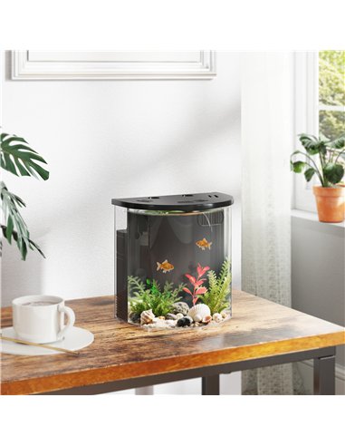 PawHut 3L Small Fish Tank with Filter System, LED Light, Small Fish Tank for Betta, Goldfish, Shrimp, Black