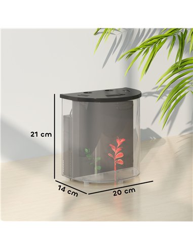 PawHut 3L Small Fish Tank with Filter System, LED Light, Small Fish Tank for Betta, Goldfish, Shrimp, Black