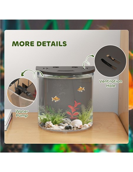 PawHut 3L Small Fish Tank with Filter System, LED Light, Small Fish Tank for Betta, Goldfish, Shrimp, Black - pic 164231 | FastDaddyshop