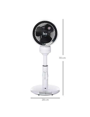 Homcom 28'' Oscillation Air Circulator Fan with 3 Speed, 3 Mode, Remote, Black and White