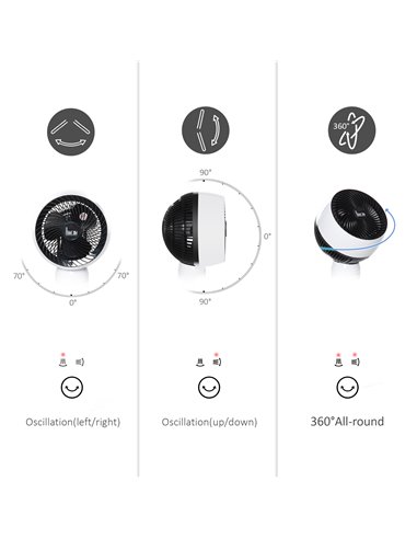 Homcom 28'' Oscillation Air Circulator Fan with 3 Speed, 3 Mode, Remote, Black and White