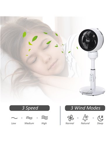 Homcom 28'' Oscillation Air Circulator Fan with 3 Speed, 3 Mode, Remote, Black and White