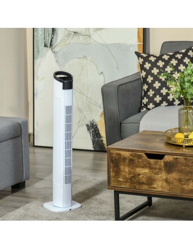 Homcom 31'' Oscillating Tower Fan with 3 Speed, 3 Mode, Timer, LED, Remote, White
