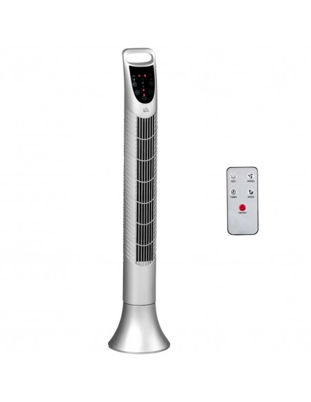 Homcom 36'' Oscillation Tower Fan with 3 Speed, 3 Mode, 7.5h Timer, LED Panel, Remote Controller, Silver - pic 16438 | FastDaddyshop