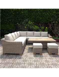 Hill Interiors Capri Outdoor Large Corner Set With Riser Table + 2 Stools 23099