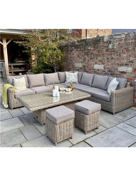 Hill Interiors Amalfi Outdoor Large Corner Set With Riser Table + 2 Stools 23914 - pic 164405 | FastDaddyshop