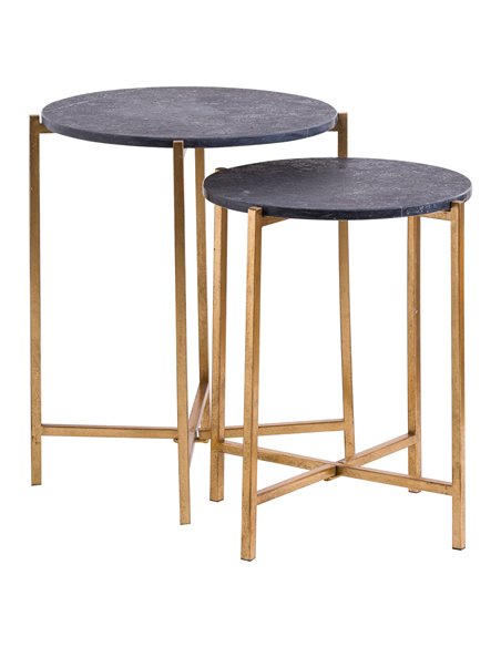 Hill Interiors Set Of 2 Gold And Black Marble Tables 20802 - pic 164468 | FastDaddyshop