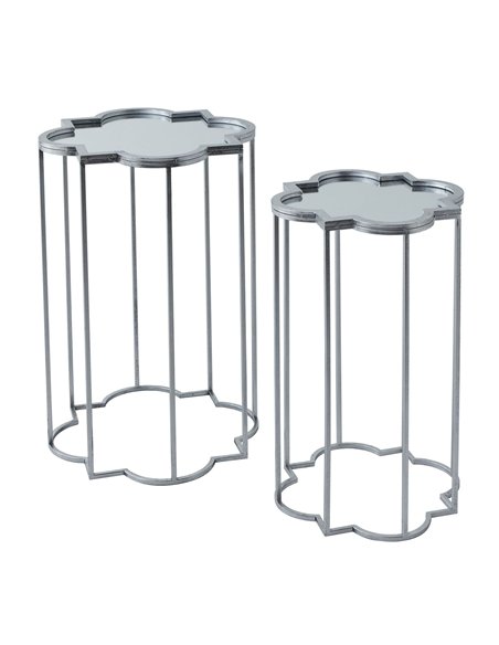 Hill Interiors Quarter Foil Mirrored Set Of Two Side Tables 21468 - pic 164471 | FastDaddyshop