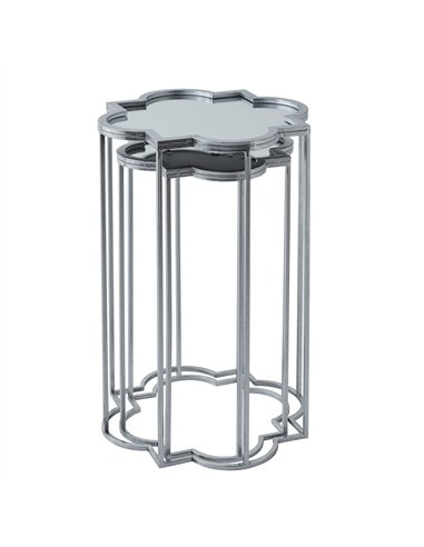 Hill Interiors Quarter Foil Mirrored Set Of Two Side Tables 21468