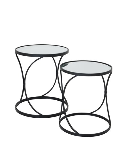 Hill Interiors Concaved Set Of Two Black Mirrored Side Tables 22487 - pic 164478 | FastDaddyshop