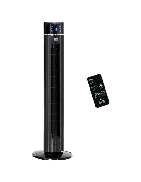 Homcom 42" Anion Tower Fan Cooling with 3 Speed, Timer, Oscillating, LED, Remote, Black - pic 16450 | FastDaddyshop