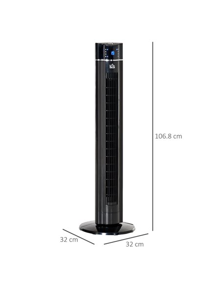 Homcom 42" Anion Tower Fan Cooling with 3 Speed, Timer, Oscillating, LED, Remote, Black - pic 16451 | FastDaddyshop