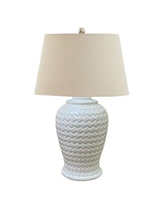 Hill Interiors Woven Ceramic Table Lamp With Linen Shade 23058