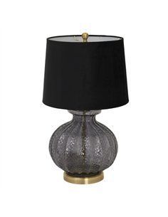 Hill Interiors Luxton Glass Fluted Lamp With Black Velvet Shade 23978