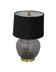 Hill Interiors Luxton Glass Ribbed Lamp With Black Velvet Shade 23979
