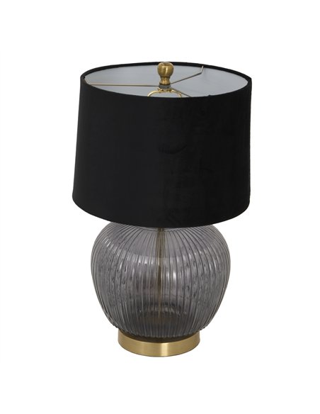 Hill Interiors Luxton Glass Ribbed Lamp With Black Velvet Shade 23979 - pic 164539 | FastDaddyshop