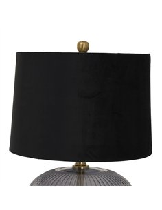 Hill Interiors Luxton Glass Ribbed Lamp With Black Velvet Shade 23979 2