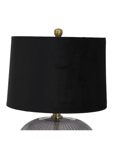 Hill Interiors Luxton Glass Ribbed Lamp With Black Velvet Shade 23979