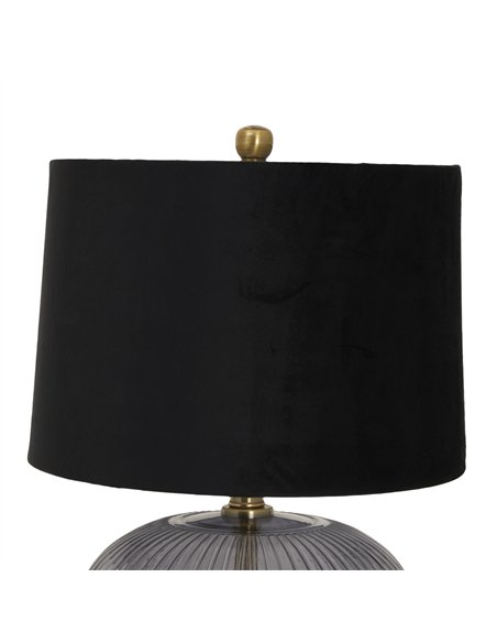 Hill Interiors Luxton Glass Ribbed Lamp With Black Velvet Shade 23979 - pic 164540 | FastDaddyshop