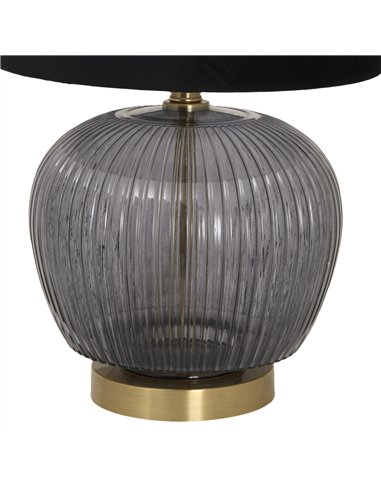 Hill Interiors Luxton Glass Ribbed Lamp With Black Velvet Shade 23979