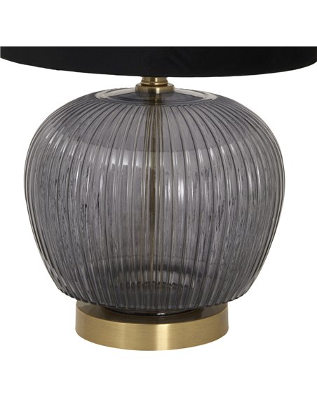Hill Interiors Luxton Glass Ribbed Lamp With Black Velvet Shade 23979 - pic 164542 | FastDaddyshop
