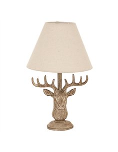 Hill Interiors Stonewashed Stag Head Table Lamp With Linen Shade 24004