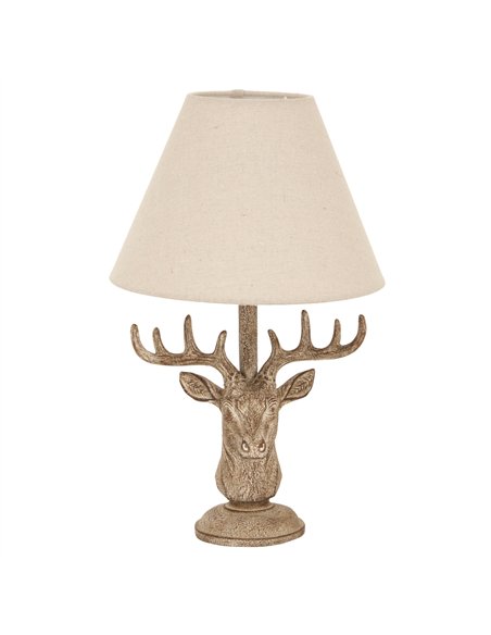 Hill Interiors Stonewashed Stag Head Table Lamp With Linen Shade 24004 - pic 164543 | FastDaddyshop