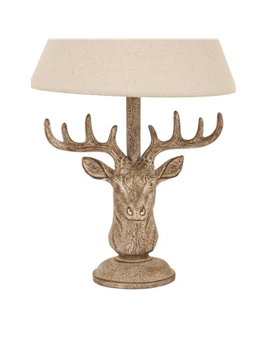 Hill Interiors Stonewashed Stag Head Table Lamp With Linen Shade 24004