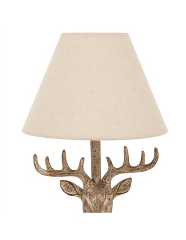 Hill Interiors Stonewashed Stag Head Table Lamp With Linen Shade 24004